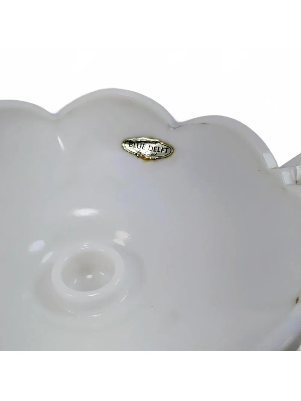 Vtg L.E. Smith Blue Delft/Blue Onion Milk Glass Handled Candleholder